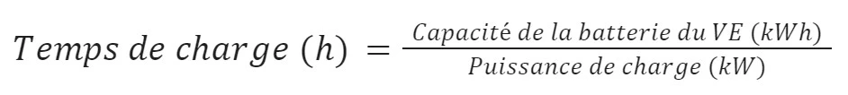 formule temps de recharge VE